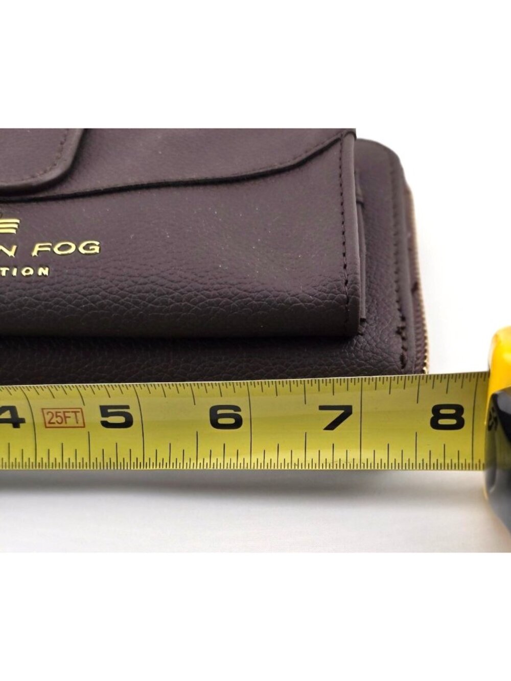 NWOT London Fog Brown Faux Leather Wristlet Wallet Gold Accents & Zipper Closure - Picture 9 of 11